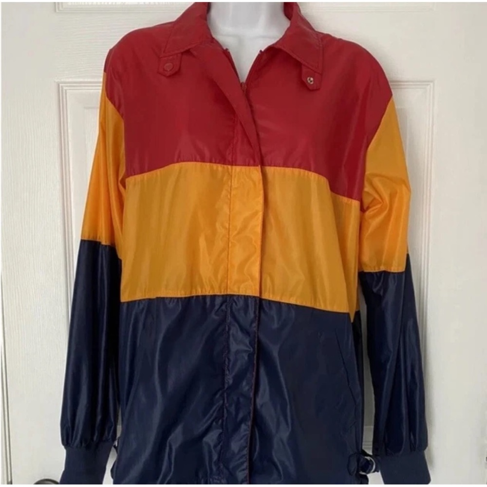 Vintage Retro Izod Windbreaker Jacket Medium Old School Light Weight Zip Nylon